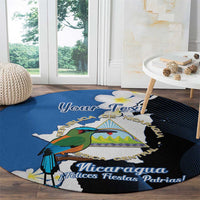 Personalized Nicaragua Independence Day Round Carpet Nicaraguan Guardabarranco Mix Sacuanjoche Flowers