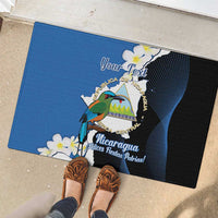 Personalized Nicaragua Independence Day Rubber Doormat Nicaraguan Guardabarranco Mix Sacuanjoche Flowers - Wonder Print Shop