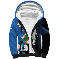 Personalized Nicaragua Independence Day Sherpa Hoodie Nicaraguan Guardabarranco Mix Sacuanjoche Flowers - Wonder Print Shop