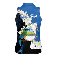 Personalized Nicaragua Independence Day Women Sleeveless Polo Shirt Nicaraguan Guardabarranco Mix Sacuanjoche Flowers - Wonder Print Shop