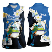 Personalized Nicaragua Independence Day Women Sleeveless Polo Shirt Nicaraguan Guardabarranco Mix Sacuanjoche Flowers - Wonder Print Shop