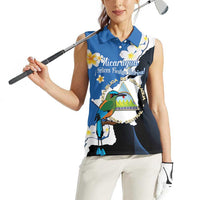 Personalized Nicaragua Independence Day Women Sleeveless Polo Shirt Nicaraguan Guardabarranco Mix Sacuanjoche Flowers - Wonder Print Shop