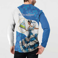 Felices Fiestas Patrias Nicaragua Button Sweatshirt Bailes Nicaraguan Girl - Wonder Print Shop
