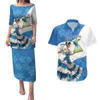 Felices Fiestas Patrias Nicaragua Couples Matching Puletasi and Hawaiian Shirt Bailes Nicaraguan Girl - Wonder Print Shop
