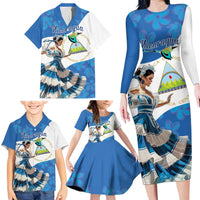Felices Fiestas Patrias Nicaragua Family Matching Long Sleeve Bodycon Dress and Hawaiian Shirt Bailes Nicaraguan Girl - Wonder Print Shop