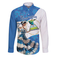 Felices Fiestas Patrias Nicaragua Family Matching Off The Shoulder Long Sleeve Dress and Hawaiian Shirt Bailes Nicaraguan Girl - Wonder Print Shop