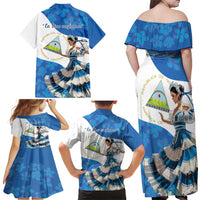Felices Fiestas Patrias Nicaragua Family Matching Off Shoulder Maxi Dress and Hawaiian Shirt Bailes Nicaraguan Girl - Wonder Print Shop
