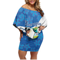 Felices Fiestas Patrias Nicaragua Family Matching Off Shoulder Short Dress and Hawaiian Shirt Bailes Nicaraguan Girl - Wonder Print Shop
