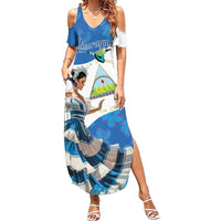 Felices Fiestas Patrias Nicaragua Family Matching Summer Maxi Dress and Hawaiian Shirt Bailes Nicaraguan Girl - Wonder Print Shop