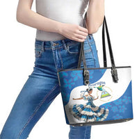 Felices Fiestas Patrias Nicaragua Leather Tote Bag Bailes Nicaraguan Girl - Wonder Print Shop