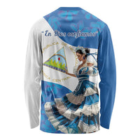 Felices Fiestas Patrias Nicaragua Long Sleeve Shirt Bailes Nicaraguan Girl - Wonder Print Shop