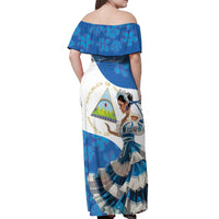 Felices Fiestas Patrias Nicaragua Off Shoulder Maxi Dress Bailes Nicaraguan Girl - Wonder Print Shop