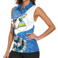 Felices Fiestas Patrias Nicaragua Women Sleeveless Polo Shirt Bailes Nicaraguan Girl - Wonder Print Shop