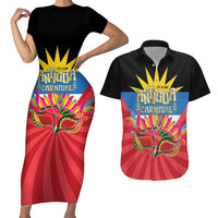 Antigua Carnival Couples Matching Short Sleeve Bodycon Dress and Hawaiian Shirt Greatest Summer Festival Of Caribbean LT14