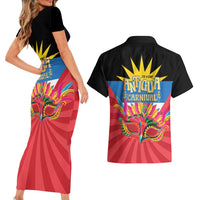 Antigua Carnival Couples Matching Short Sleeve Bodycon Dress and Hawaiian Shirt Greatest Summer Festival Of Caribbean LT14