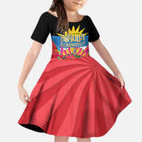 Antigua Carnival Family Matching Off The Shoulder Long Sleeve Dress and Hawaiian Shirt Greatest Summer Festival Of Caribbean LT14