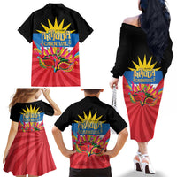 Antigua Carnival Family Matching Off The Shoulder Long Sleeve Dress and Hawaiian Shirt Greatest Summer Festival Of Caribbean LT14