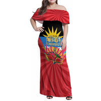 Antigua Carnival Family Matching Off Shoulder Maxi Dress and Hawaiian Shirt Greatest Summer Festival Of Caribbean LT14