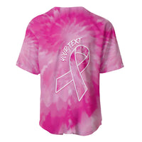 Personalized Breast Cancer Awareness Baseball Jersey Think Pink Tie Dye Ribbon - Wonder Print Shop
