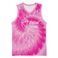 Breast Cancer Awareness Basketball Jersey Think Pink Tie Dye Ribbon - Wonder Print Shop