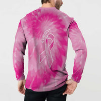 Personalized Breast Cancer Awareness Button Sweatshirt Think Pink Tie Dye Ribbon - Wonder Print Shop
