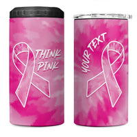 Personalized Breast Cancer Awareness 4 in 1 Can Cooler Tumbler Think Pink Tie Dye Ribbon - Wonder Print Shop