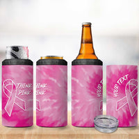Personalized Breast Cancer Awareness 4 in 1 Can Cooler Tumbler Think Pink Tie Dye Ribbon - Wonder Print Shop