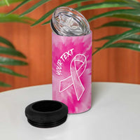 Personalized Breast Cancer Awareness 4 in 1 Can Cooler Tumbler Think Pink Tie Dye Ribbon - Wonder Print Shop