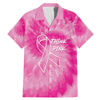 Personalized Breast Cancer Awareness Family Matching Mermaid Dress and Hawaiian Shirt Think Pink Tie Dye Ribbon - Wonder Print Shop