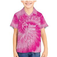 Personalized Breast Cancer Awareness Family Matching Mermaid Dress and Hawaiian Shirt Think Pink Tie Dye Ribbon - Wonder Print Shop