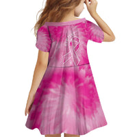 Personalized Breast Cancer Awareness Family Matching Off The Shoulder Long Sleeve Dress and Hawaiian Shirt Think Pink Tie Dye Ribbon - Wonder Print Shop