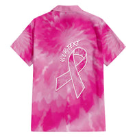 Personalized Breast Cancer Awareness Family Matching Off The Shoulder Long Sleeve Dress and Hawaiian Shirt Think Pink Tie Dye Ribbon - Wonder Print Shop