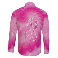 Personalized Breast Cancer Awareness Family Matching Off The Shoulder Long Sleeve Dress and Hawaiian Shirt Think Pink Tie Dye Ribbon - Wonder Print Shop