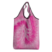 Personalized Breast Cancer Awareness Grocery Bag Think Pink Tie Dye Ribbon - Wonder Print Shop