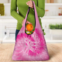 Personalized Breast Cancer Awareness Grocery Bag Think Pink Tie Dye Ribbon - Wonder Print Shop
