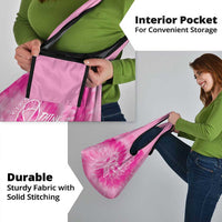 Personalized Breast Cancer Awareness Grocery Bag Think Pink Tie Dye Ribbon - Wonder Print Shop