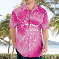 Personalized Breast Cancer Awareness Hawaiian Shirt Think Pink Tie Dye Ribbon - Wonder Print Shop