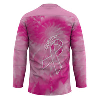 Breast Cancer Awareness Hockey Jersey Think Pink Tie Dye Ribbon - Wonder Print Shop