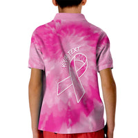 Personalized Breast Cancer Awareness Kid Polo Shirt Think Pink Tie Dye Ribbon - Wonder Print Shop