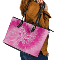 Personalized Breast Cancer Awareness Leather Tote Bag Think Pink Tie Dye Ribbon - Wonder Print Shop