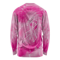 Personalized Breast Cancer Awareness Long Sleeve Shirt Think Pink Tie Dye Ribbon - Wonder Print Shop