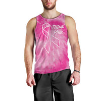 Personalized Breast Cancer Awareness Men Tank Top Think Pink Tie Dye Ribbon - Wonder Print Shop