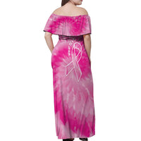 Personalized Breast Cancer Awareness Off Shoulder Maxi Dress Think Pink Tie Dye Ribbon - Wonder Print Shop