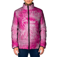 Breast Cancer Awareness Padded Jacket Think Pink Tie Dye Ribbon - Wonder Print Shop