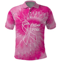 Personalized Breast Cancer Awareness Polo Shirt Think Pink Tie Dye Ribbon - Wonder Print Shop