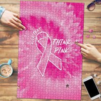 Breast Cancer Awareness Puzzle Think Pink Tie Dye Ribbon - Wonder Print Shop