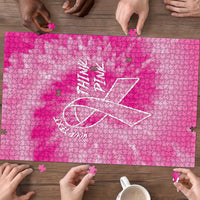 Breast Cancer Awareness Puzzle Think Pink Tie Dye Ribbon - Wonder Print Shop
