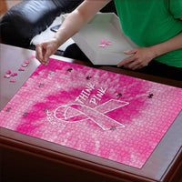 Breast Cancer Awareness Puzzle Think Pink Tie Dye Ribbon - Wonder Print Shop