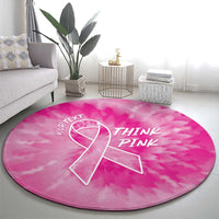 Personalized Breast Cancer Awareness Round Carpet Think Pink Tie Dye Ribbon - Wonder Print Shop