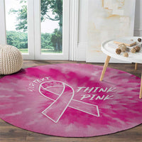 Personalized Breast Cancer Awareness Round Carpet Think Pink Tie Dye Ribbon - Wonder Print Shop